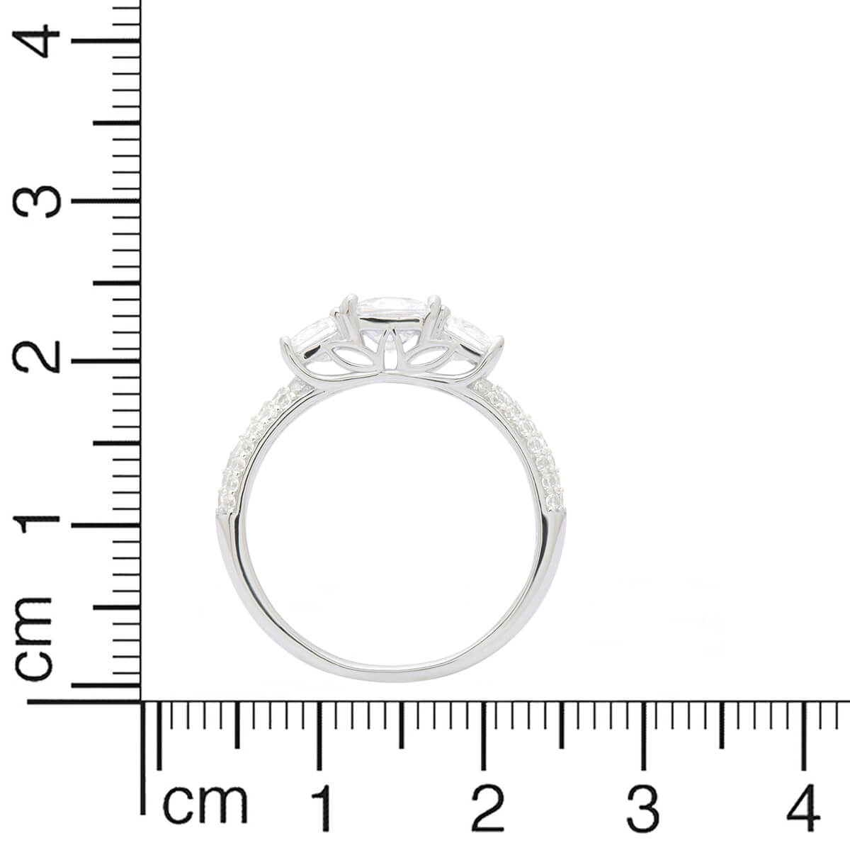 Stunning Three Stone Silver Ring
